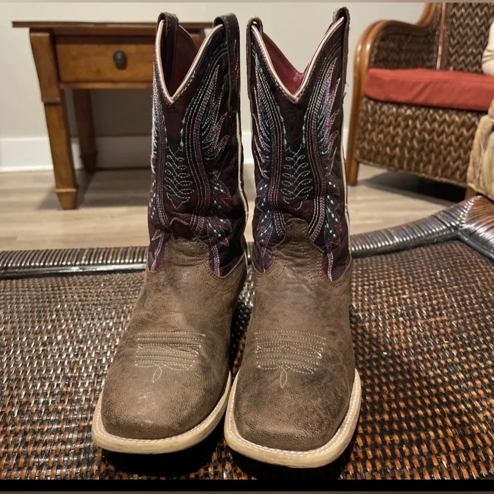 Ariat Kids Vaquera Square Toe Cowgirl Boots Brown Leather Size 1.5 10023071